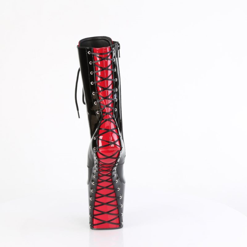 Pleaser Craze-1040FH Laarzen Dames Zwart Rood | UPIDY-BE