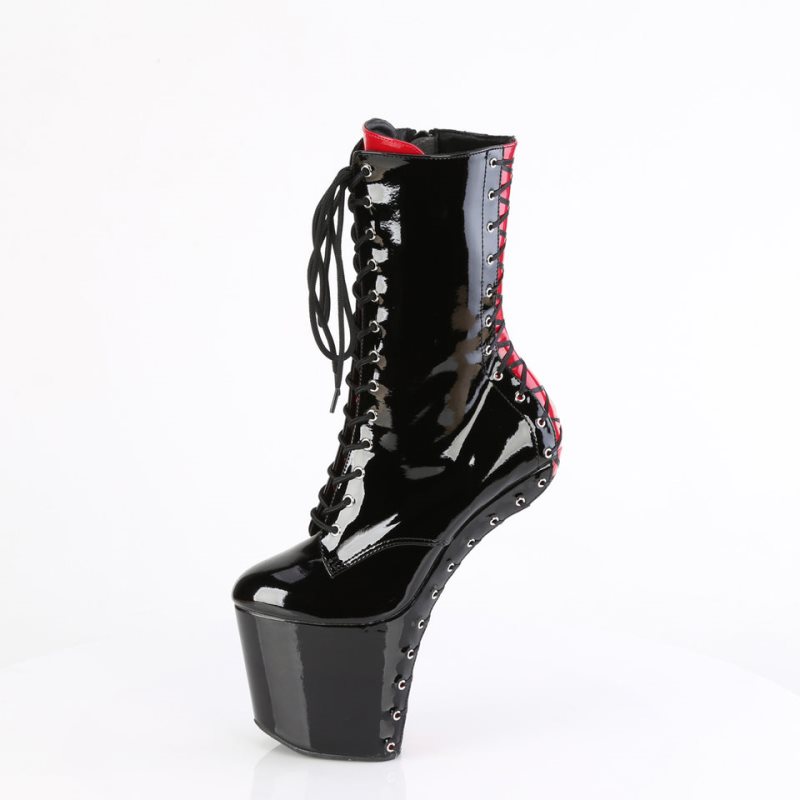 Pleaser Craze-1040FH Laarzen Dames Zwart Rood | UPIDY-BE