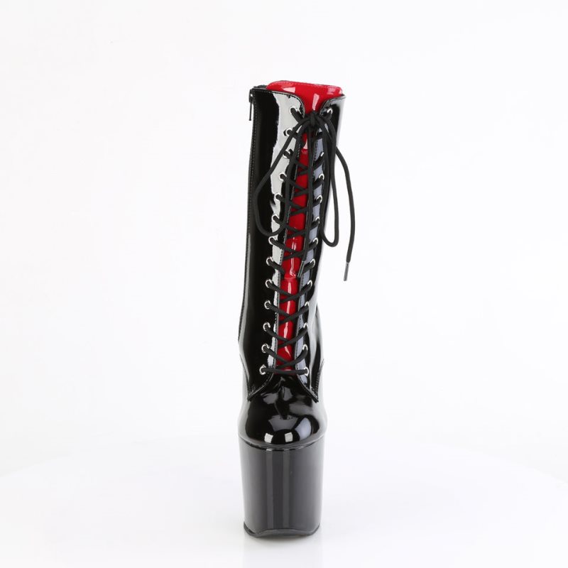 Pleaser Craze-1040FH Laarzen Dames Zwart Rood | UPIDY-BE