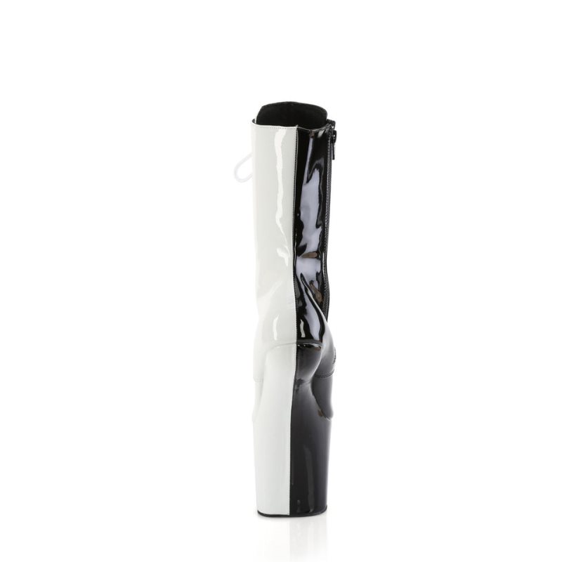 Pleaser Craze-1040TT Laarzen Dames Zwart Wit | SZXYH-BE