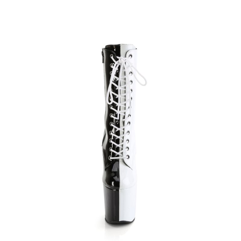 Pleaser Craze-1040TT Laarzen Dames Zwart Wit | SZXYH-BE