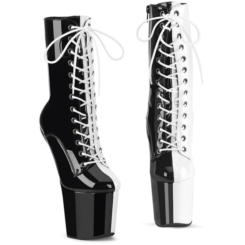 Pleaser Craze-1040TT Laarzen Dames Zwart Wit | SZXYH-BE