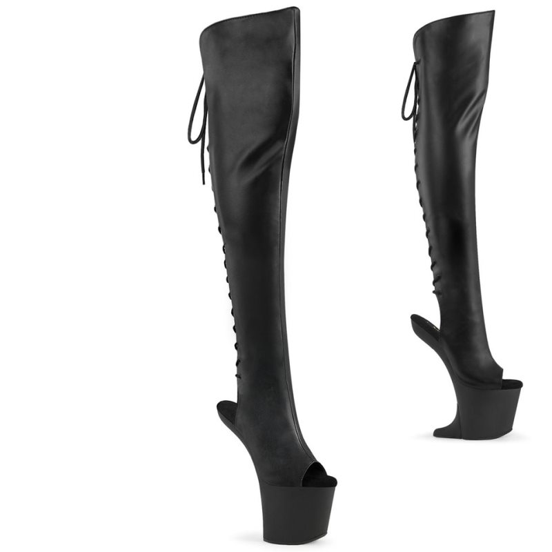 Pleaser Craze-3019 Vegan Leather Hoge Hakken Dames Zwart | GPCAI-BE