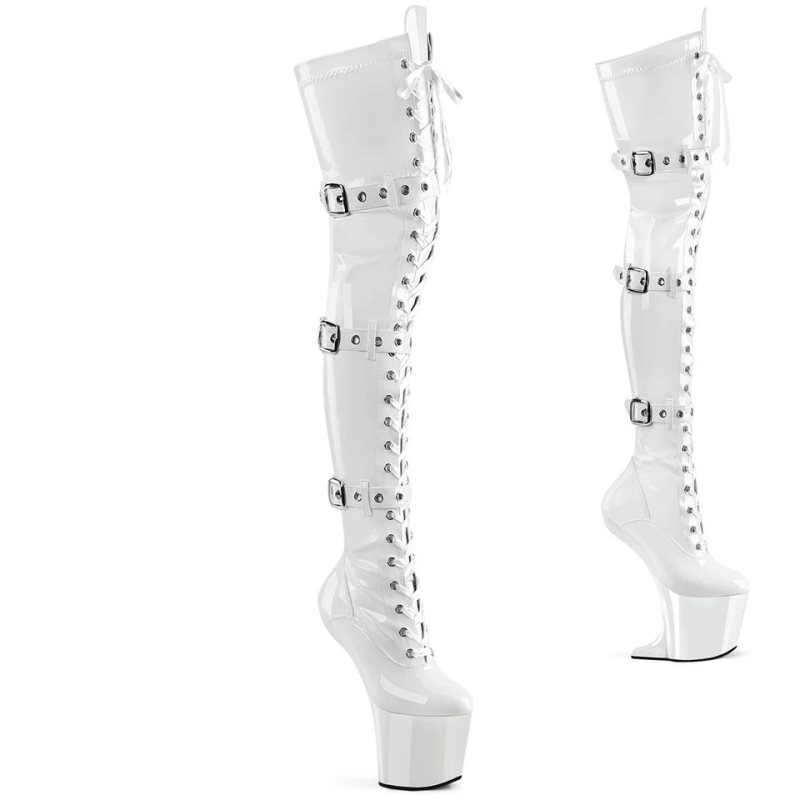 Pleaser Craze-3028 Hoge Hakken Dames Wit | BKFUV-BE