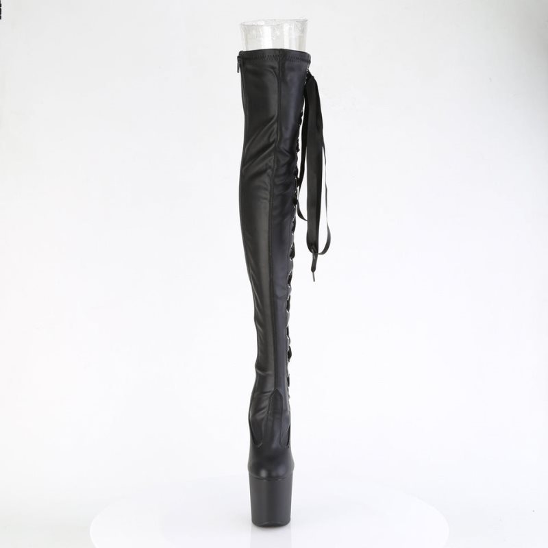 Pleaser Craze-3050 Vegan Leather Hoge Hakken Dames Zwart | PTFZX-BE