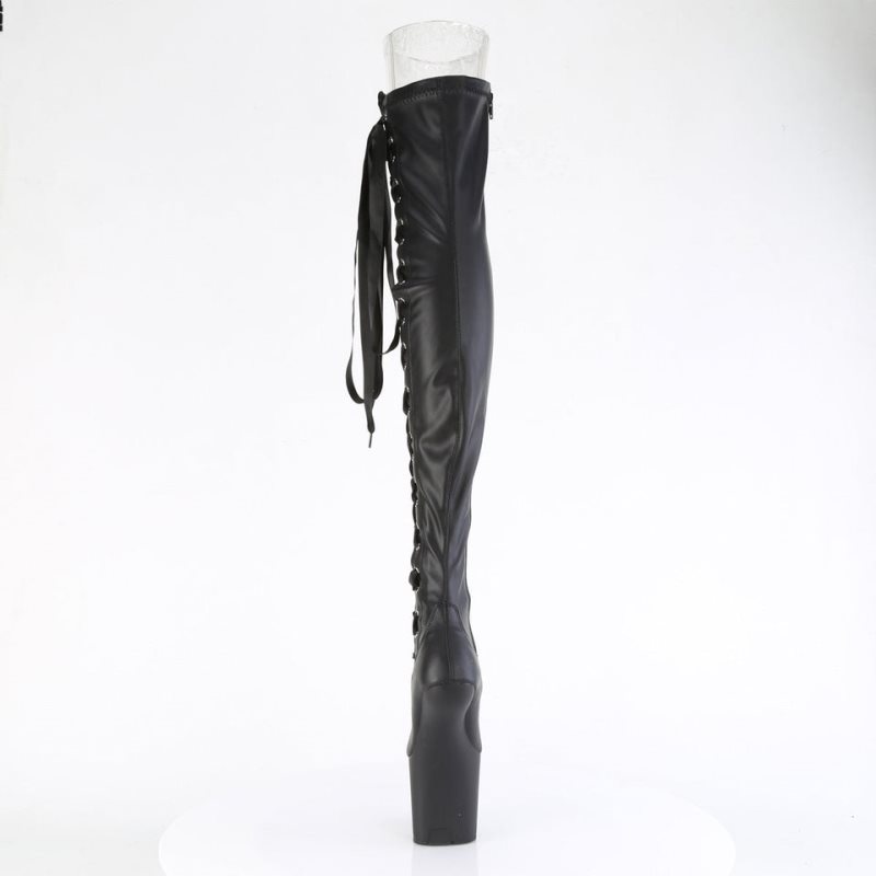 Pleaser Craze-3050 Vegan Leather Hoge Hakken Dames Zwart | PTFZX-BE