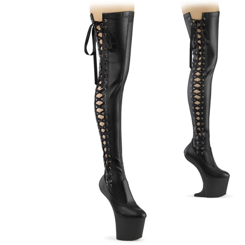 Pleaser Craze-3050 Vegan Leather Hoge Hakken Dames Zwart | PTFZX-BE