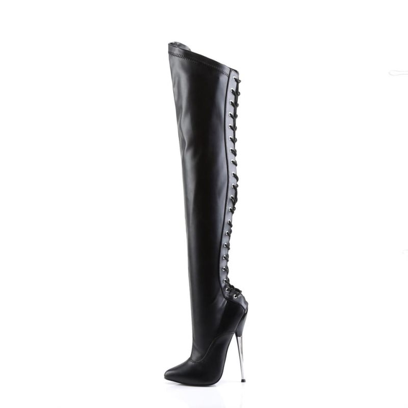 Pleaser Dagger-3060 Vegan Leather Hoge Hakken Dames Zwart | FUDXK-BE