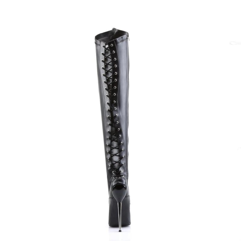 Pleaser Dagger-3060 Vegan Leather Hoge Hakken Dames Zwart | FUDXK-BE