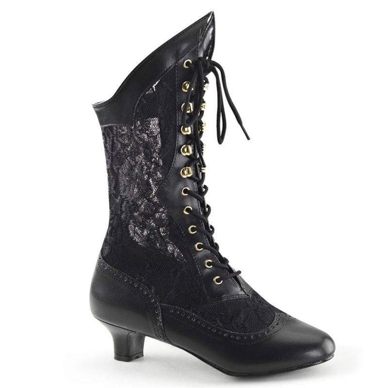 Pleaser Dame-115 Vegan Leather Laarzen Dames Zwart | EKPHL-BE