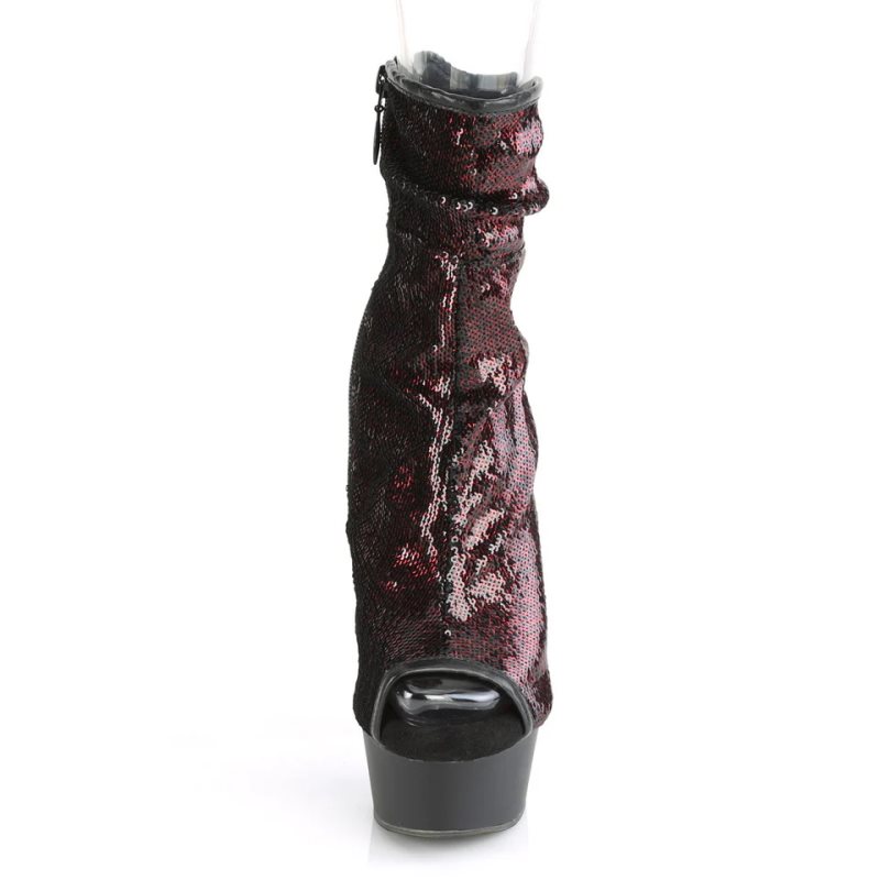 Pleaser Delight-1008SQ Laarzen Dames Bordeaux Zwart | YJCVN-BE