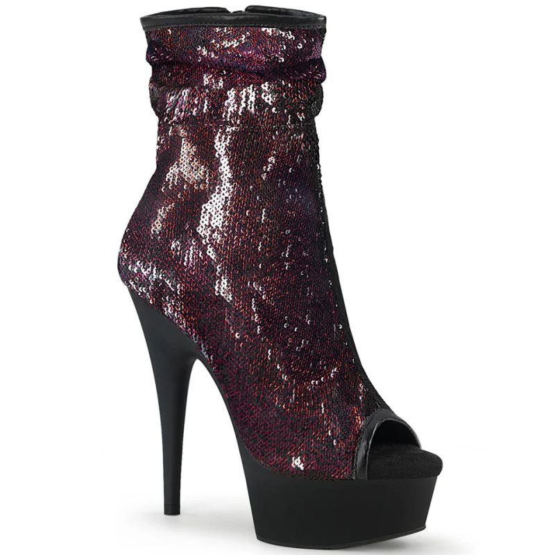 Pleaser Delight-1008SQ Laarzen Dames Bordeaux Zwart | YJCVN-BE