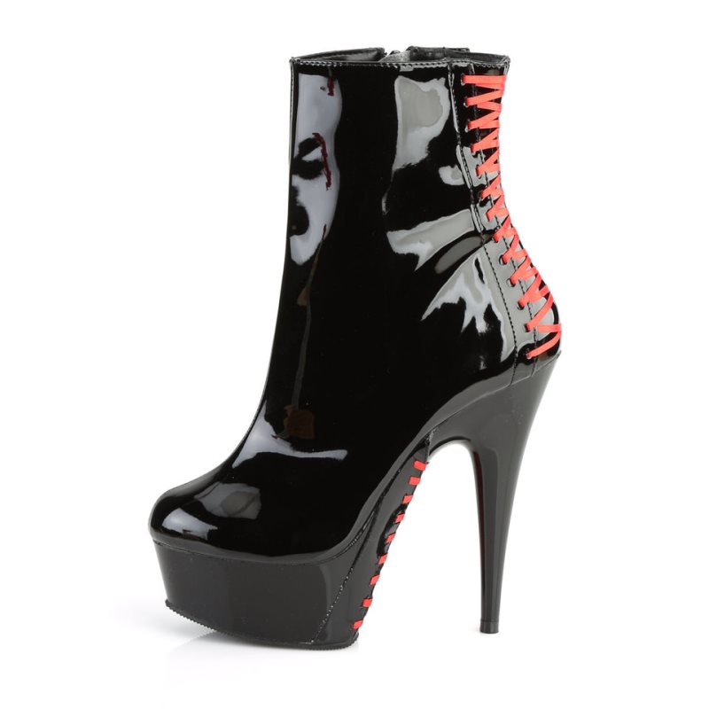 Pleaser Delight-1010 Laarzen Dames Rood Zwart | HSYRE-BE