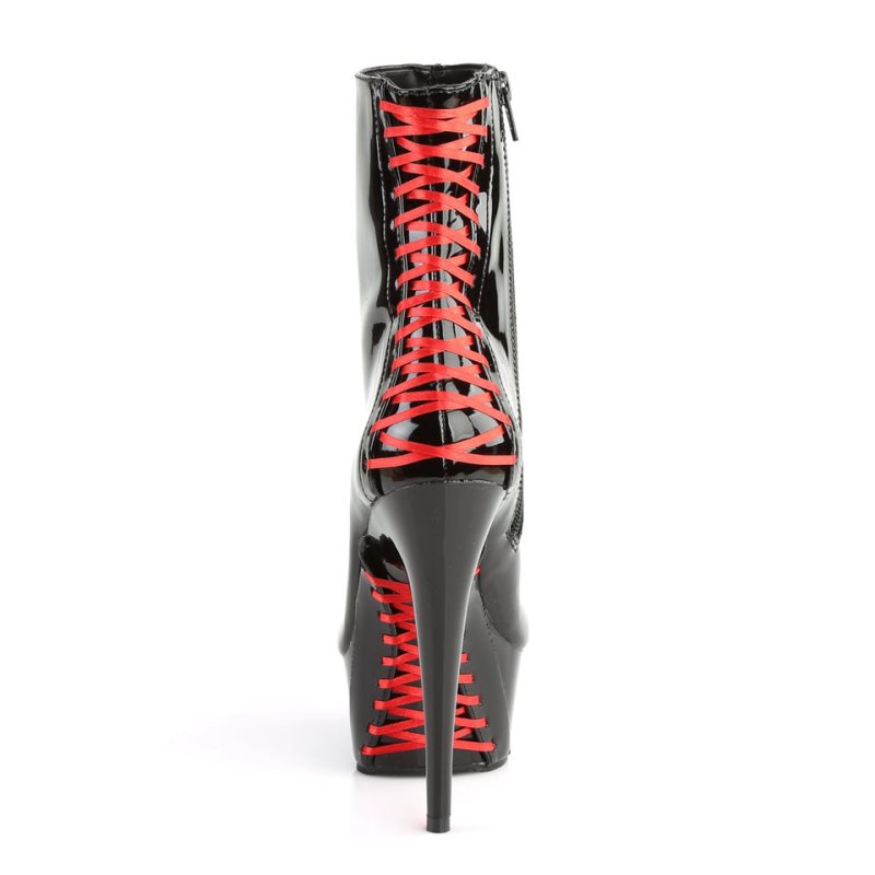 Pleaser Delight-1010 Laarzen Dames Rood Zwart | HSYRE-BE