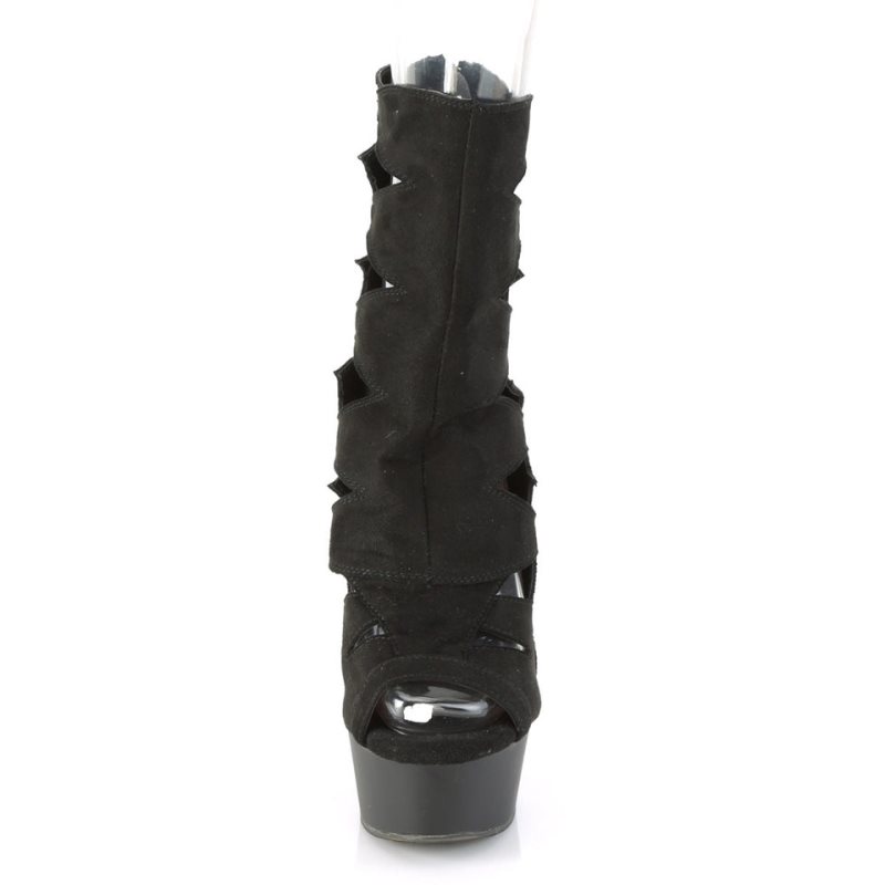 Pleaser Delight-1014 Suede Laarzen Dames Zwart | TZDGF-BE