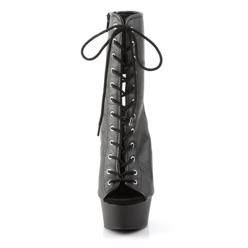 Pleaser Delight-1016 Vegan Leather Laarzen Dames Zwart | DXOZS-BE