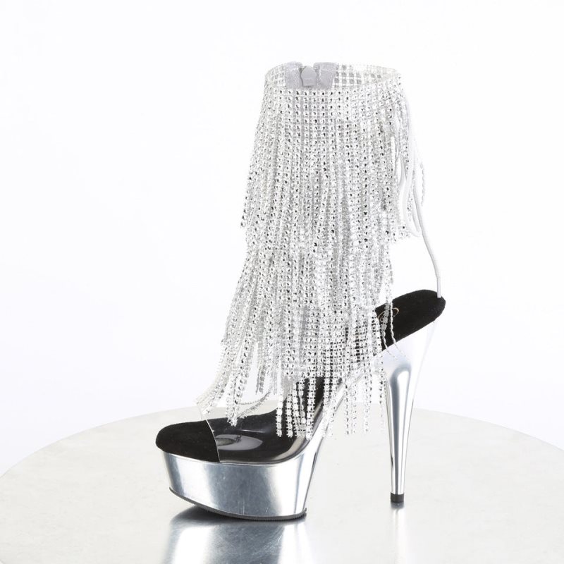 Pleaser Delight-1017RSF Laarzen Dames Zilver | LETCZ-BE