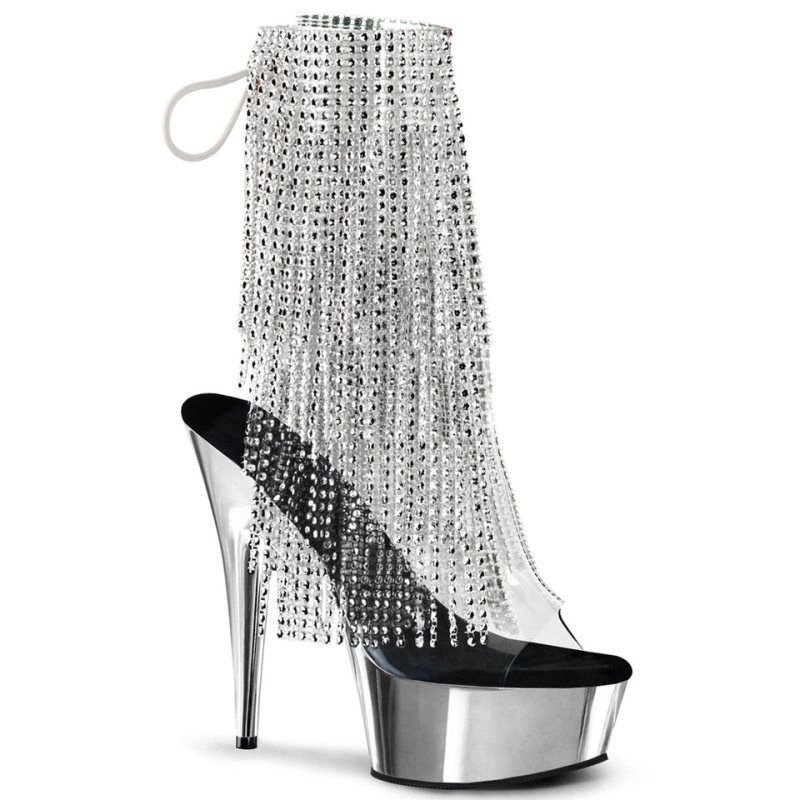 Pleaser Delight-1017RSF Laarzen Dames Zilver | LETCZ-BE