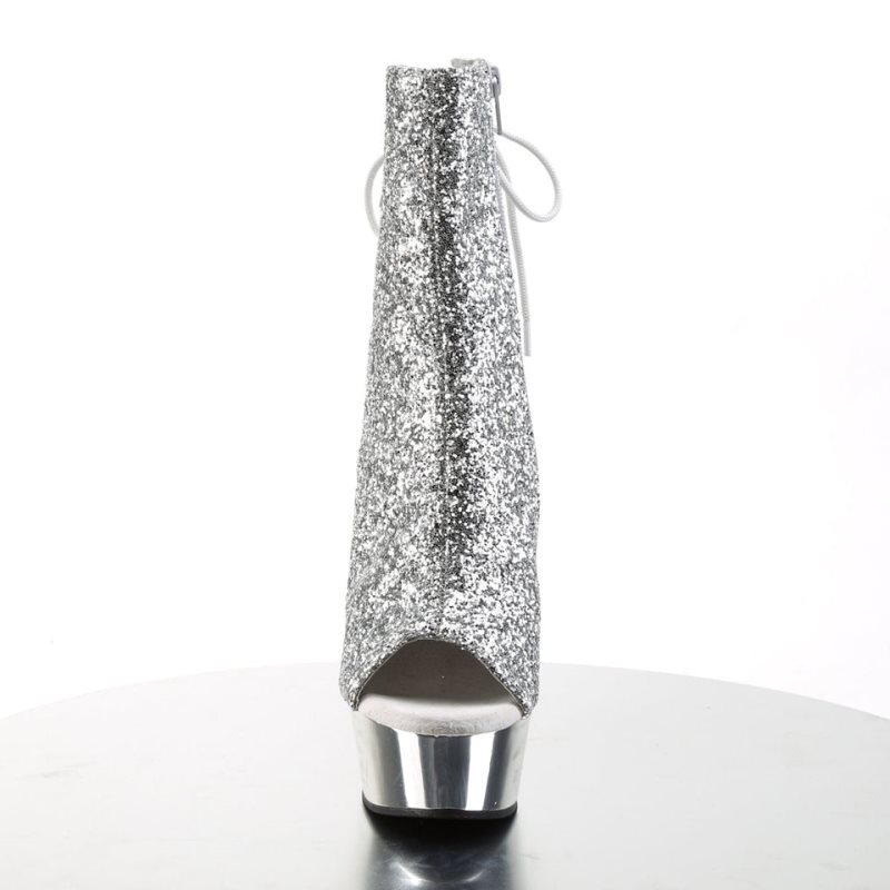 Pleaser Delight-1018G Laarzen Dames Zilver | QLGHX-BE