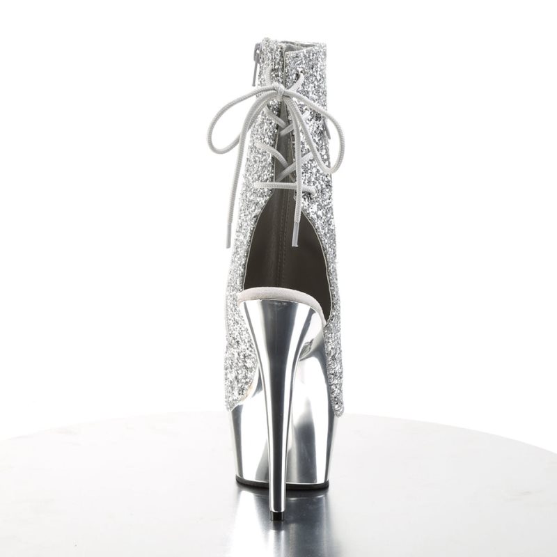 Pleaser Delight-1018G Laarzen Dames Zilver | QLGHX-BE