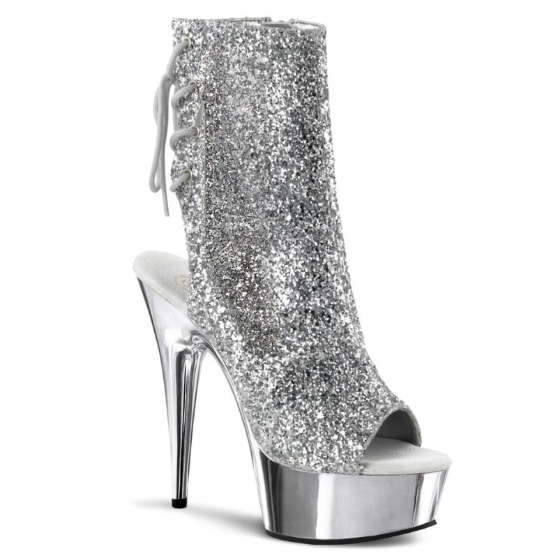 Pleaser Delight-1018G Laarzen Dames Zilver | QLGHX-BE