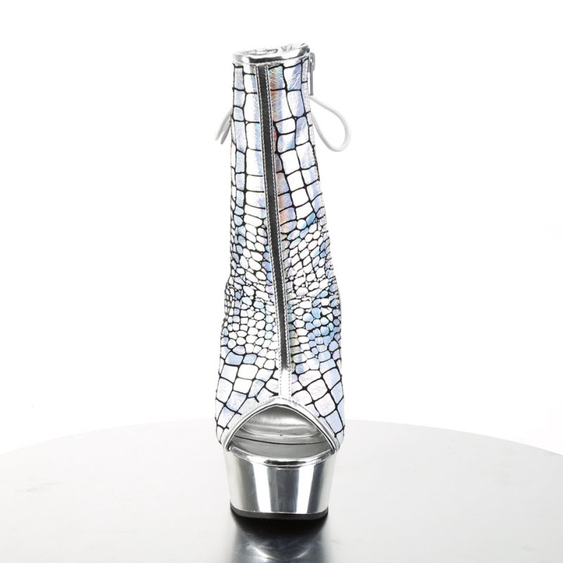 Pleaser Delight-1018HG Hologram Laarzen Dames Zilver | AJPVG-BE