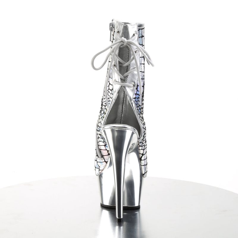 Pleaser Delight-1018HG Hologram Laarzen Dames Zilver | AJPVG-BE