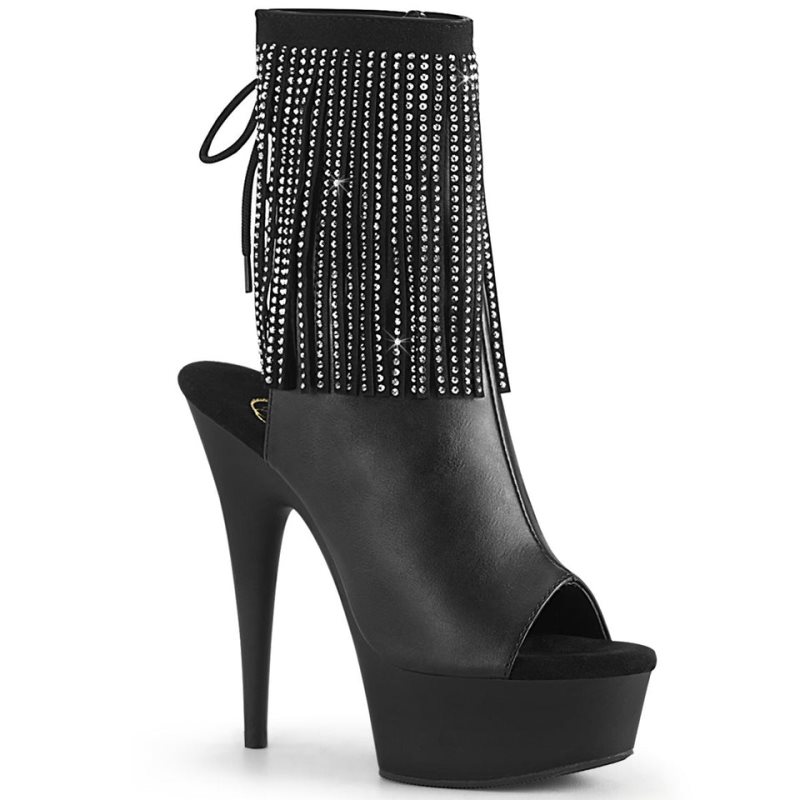 Pleaser Delight-1018RSF Vegan Leather Laarzen Dames Zwart | SUXOE-BE