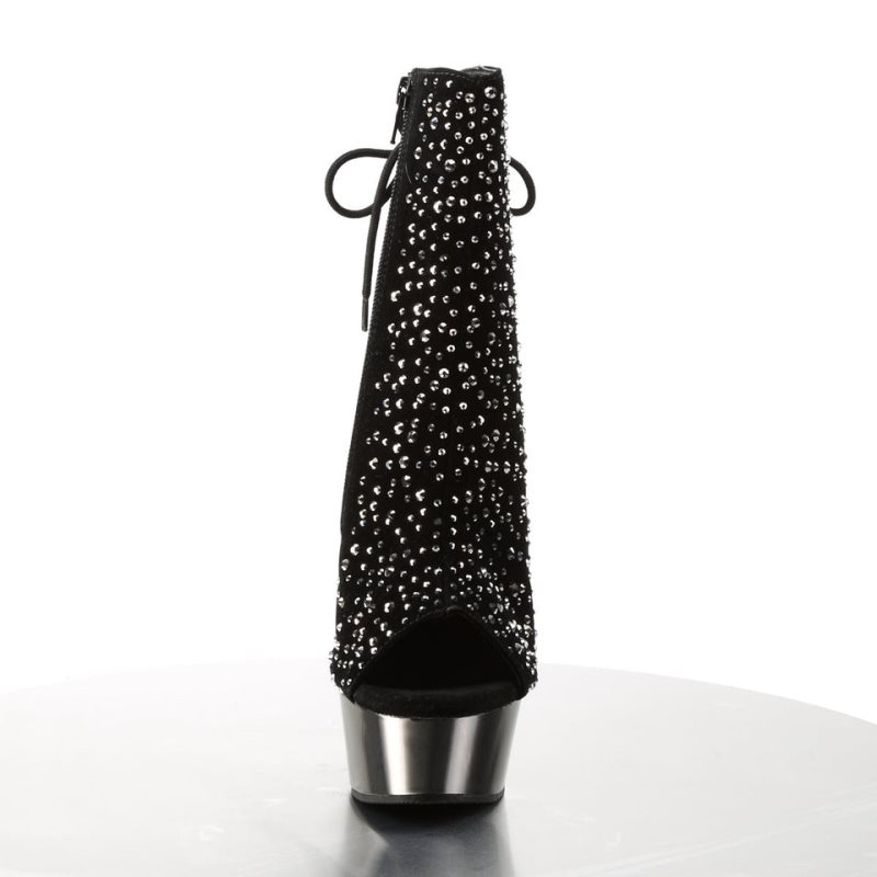 Pleaser Delight-1018RS Laarzen Dames Zwart Grijs | HACFU-BE