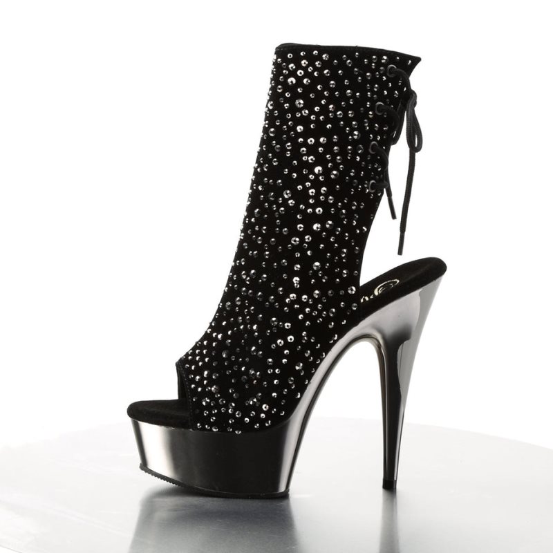 Pleaser Delight-1018RS Laarzen Dames Zwart Grijs | HACFU-BE