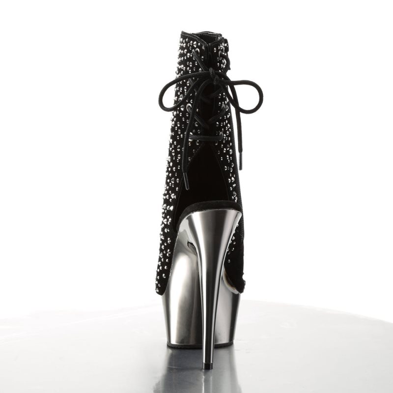 Pleaser Delight-1018RS Laarzen Dames Zwart Grijs | HACFU-BE