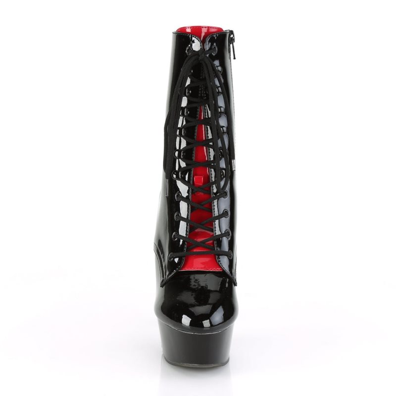 Pleaser Delight-1020FH Laarzen Dames Zwart Rood | TMIFK-BE