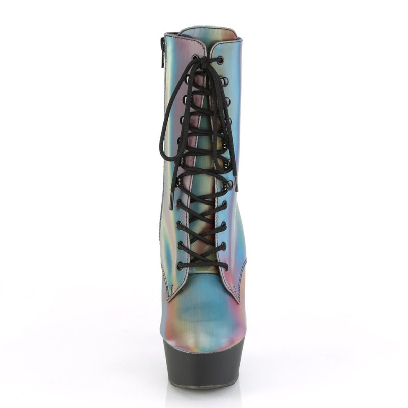 Pleaser Delight-1020REFL Laarzen Dames Gekleurd Zwart | AKSLC-BE