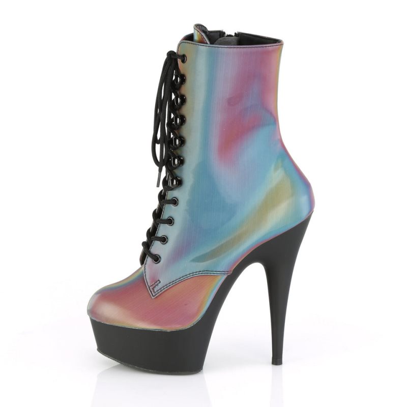 Pleaser Delight-1020REFL Laarzen Dames Gekleurd Zwart | AKSLC-BE