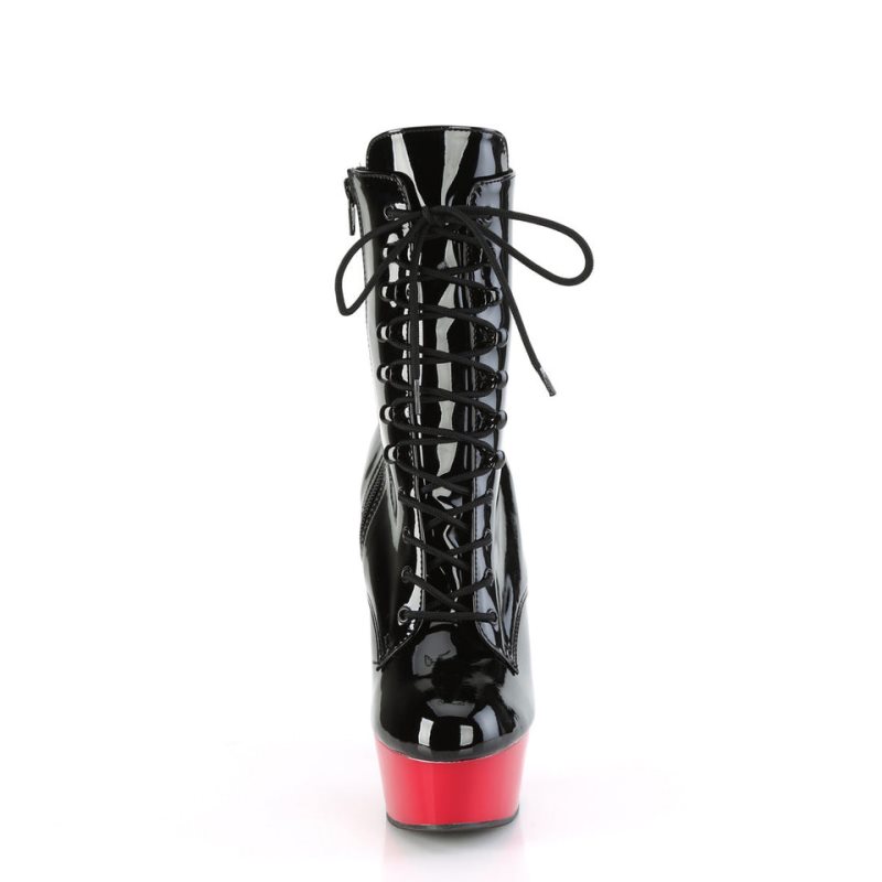Pleaser Delight-1020 Laarzen Dames Zwart Rood | DZATX-BE