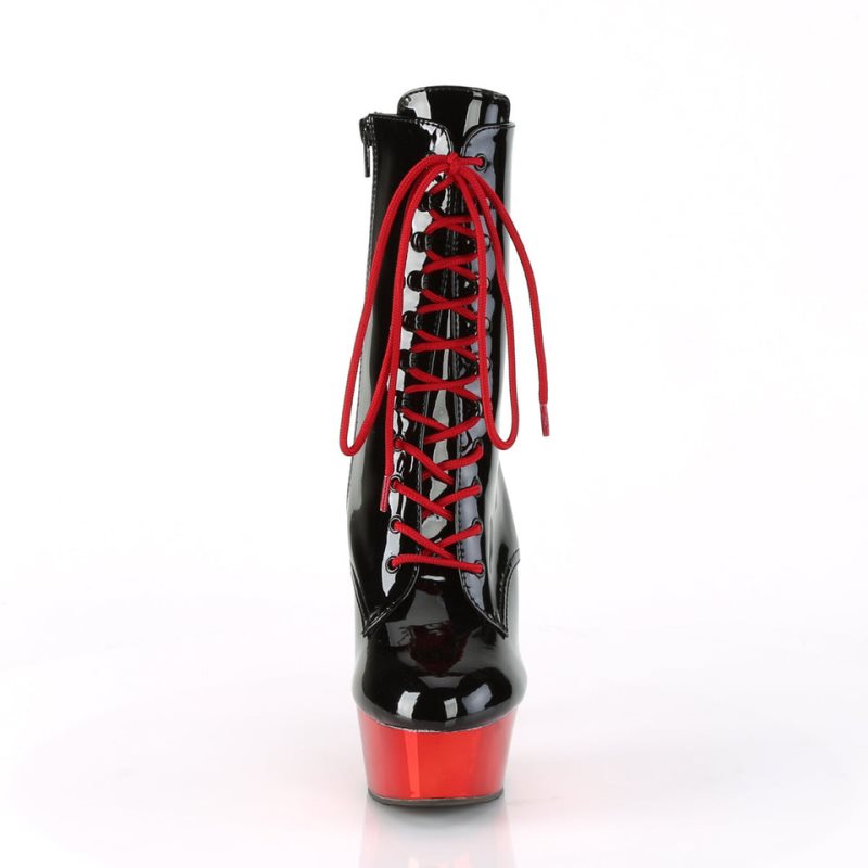 Pleaser Delight-1020 Laarzen Dames Zwart Rood | XVREL-BE