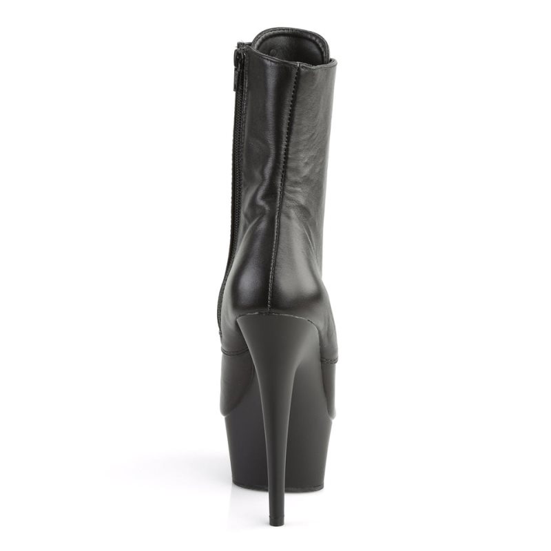 Pleaser Delight-1020 Leather Laarzen Dames Zwart | BEJFH-BE