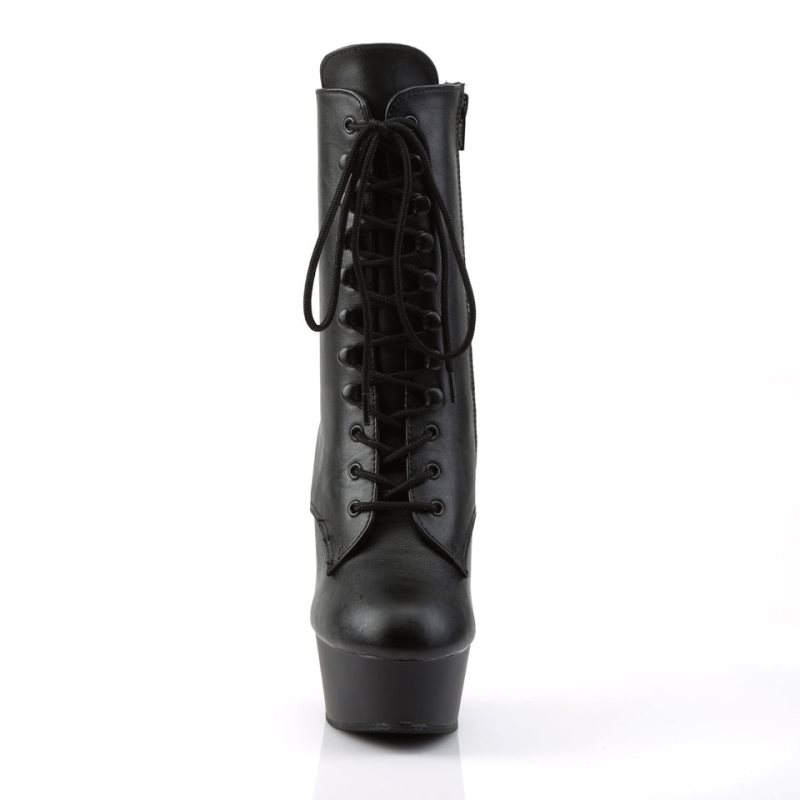 Pleaser Delight-1020 Vegan Leather Laarzen Dames Zwart | DJXOB-BE