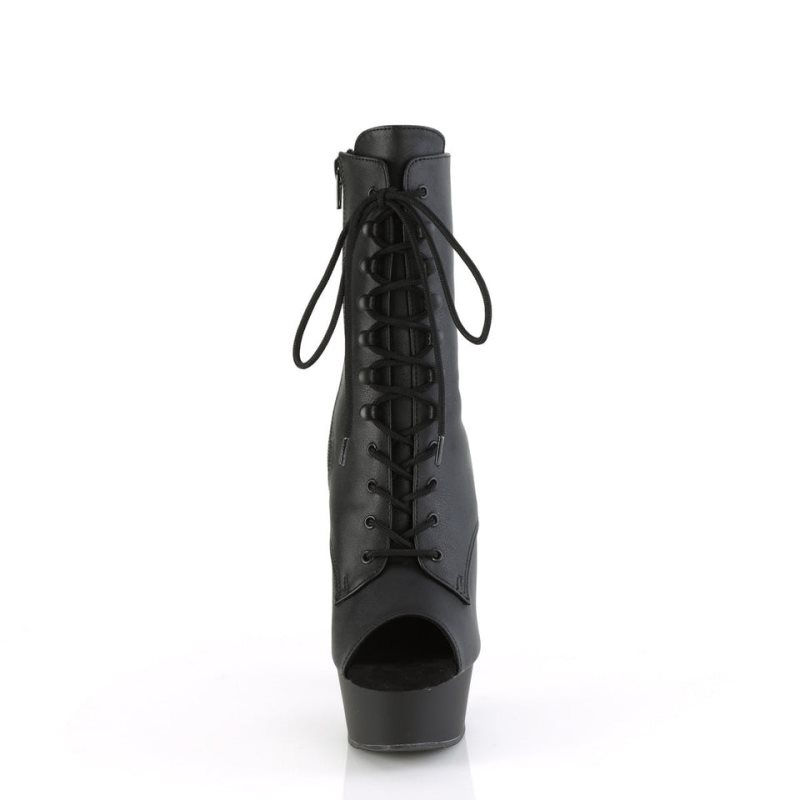 Pleaser Delight-1021 Vegan Leather Laarzen Dames Zwart | ZXQBA-BE