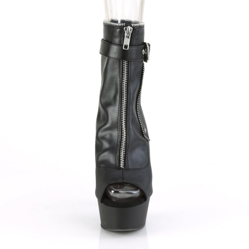 Pleaser Delight-1035 Vegan Leather Laarzen Dames Zwart | QBIWU-BE
