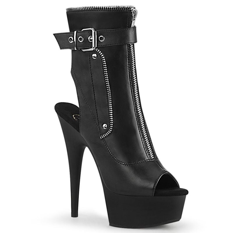 Pleaser Delight-1035 Vegan Leather Laarzen Dames Zwart | QBIWU-BE