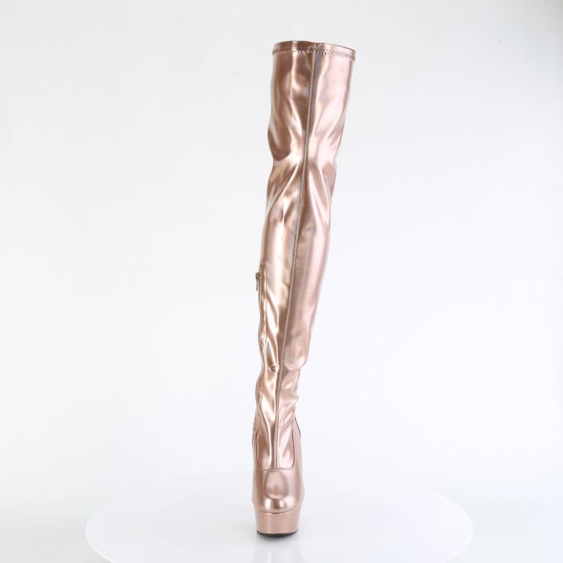 Pleaser Delight-3000HWR Hoge Hakken Dames Roze Goud | KFHGT-BE