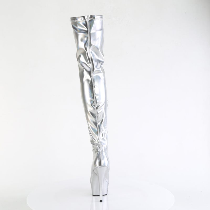 Pleaser Delight-3000HWR Hoge Hakken Dames Zilver | GCUMB-BE