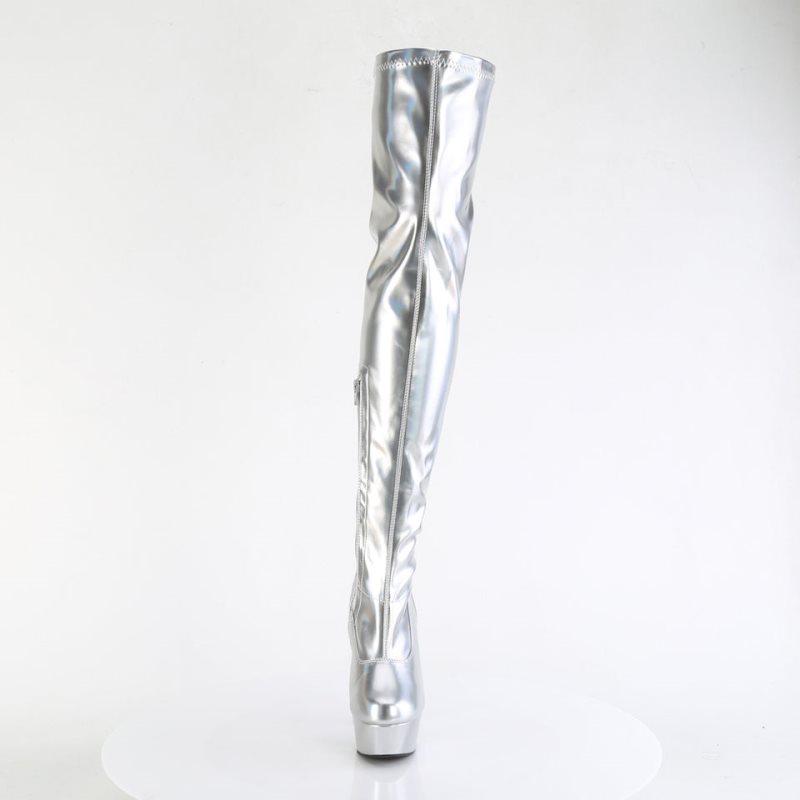 Pleaser Delight-3000HWR Hoge Hakken Dames Zilver | GCUMB-BE