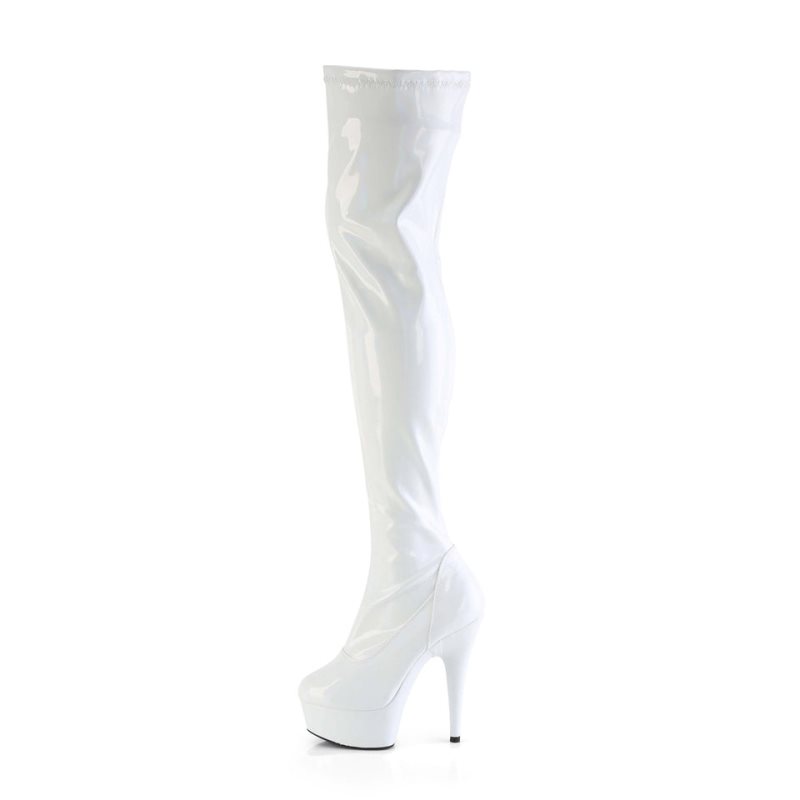 Pleaser Delight-3000HWR Hoge Hakken Dames Wit | QBTVU-BE