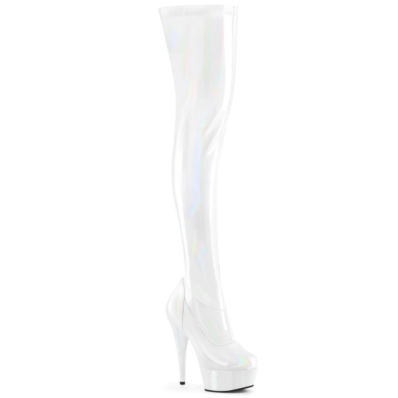 Pleaser Delight-3000HWR Hoge Hakken Dames Wit | QBTVU-BE