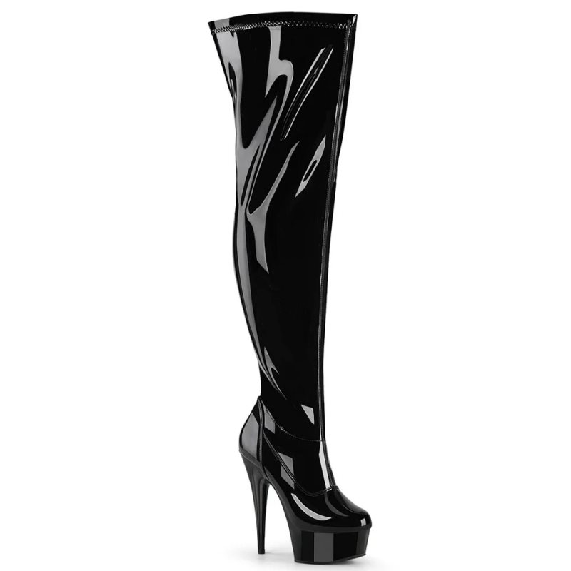 Pleaser Delight-3000WCF Hoge Hakken Dames Zwart | WJVGA-BE