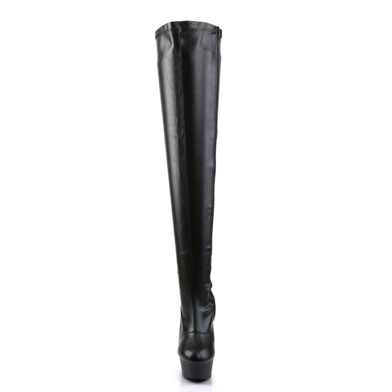 Pleaser Delight-3000 Vegan Leather Hoge Hakken Dames Zwart | VNFDZ-BE