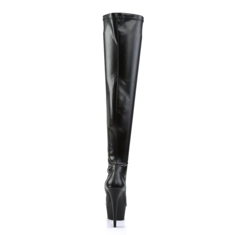 Pleaser Delight-3000 Vegan Leather Hoge Hakken Dames Zwart | VNFDZ-BE