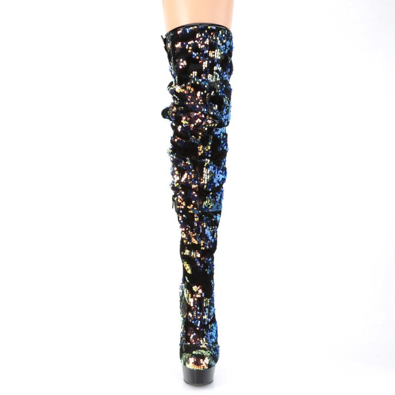 Pleaser Delight-3004 Hoge Hakken Dames Blauw Zwart | RTZSE-BE